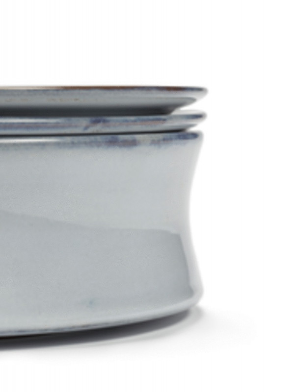 Set 1 bol et 2 assiettes rond bleu grès émaillé Ø 24,5 cm Pure Blue Serax