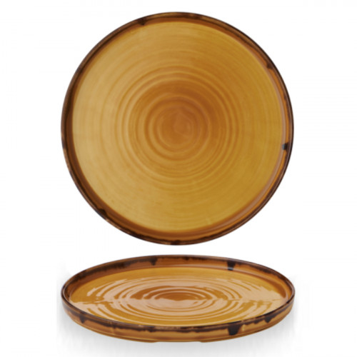 Assiette à bord droit rond moutarde porcelaine vitrifiée Ø 26 cm Harvest Dudson