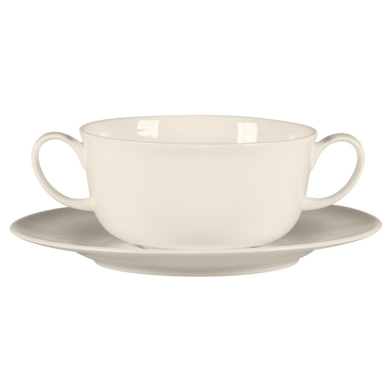 Soucoupe pour tasse à déjeuner rond ivoire porcelaine bone china Ø 17 cm Bravura Rak