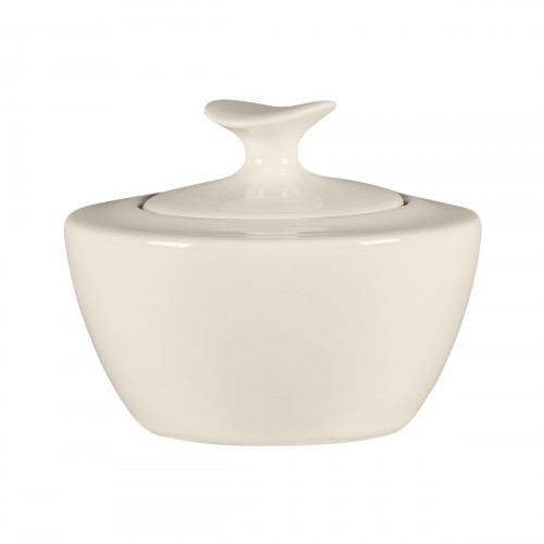 Sucrier & couvercle ovale blanc porcelaine bone china 28,8 cl Ø 10,7 cm Bravura Rak