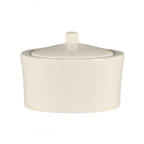 Sucrier & couvercle rond blanc porcelaine bone china 28 cl Ø 10 cm Fedra Rak