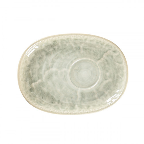 Sous tasse à déjeuner ovale céladon porcelaine vitrifiée 19 cm Krush Rak