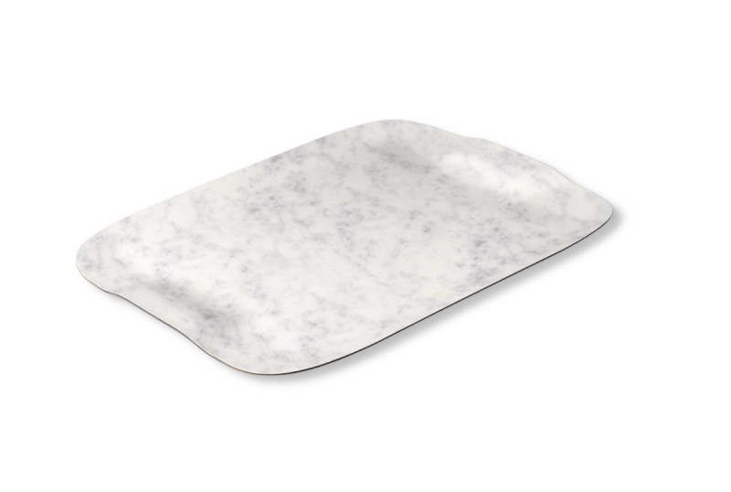 Plateau bois marbre blanc 46x36 cm Papillon Platex