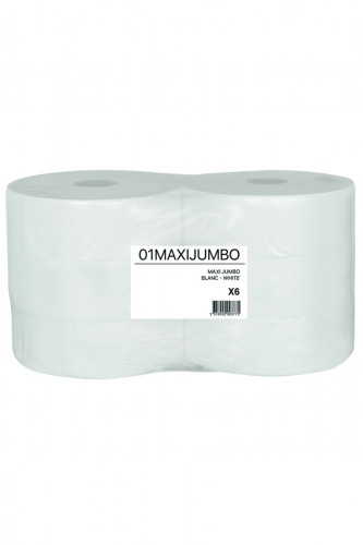 Bobine papier hygiénique blanc ouate de cellulose Ø 25,5 cm (6 pièces)