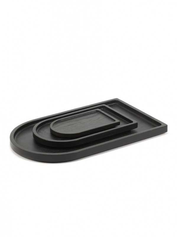 Assiette à bord droit rectangulaire ébène bois 30 cm La Mère Serax