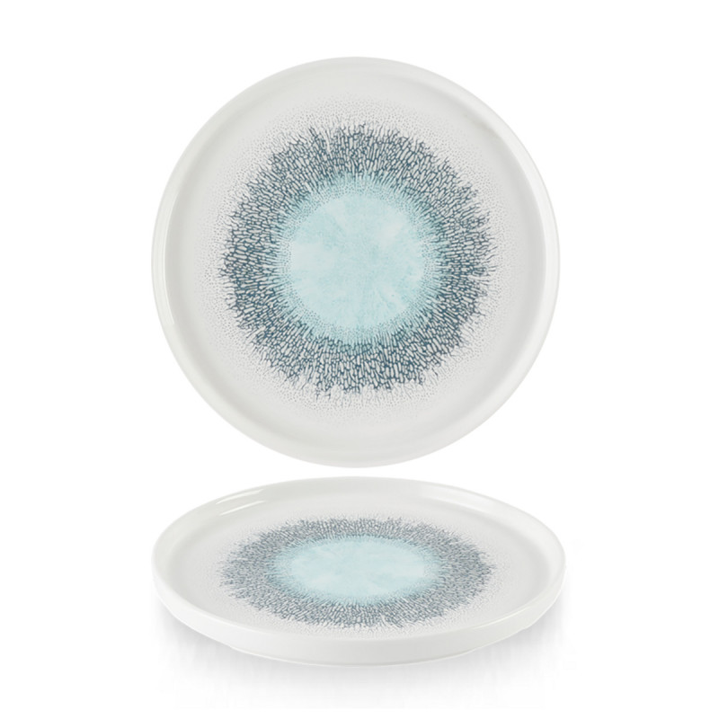 Assiette à bord droit rond Aquamarine porcelaine vitrifiée Ø 21 cm Fusion Churchill