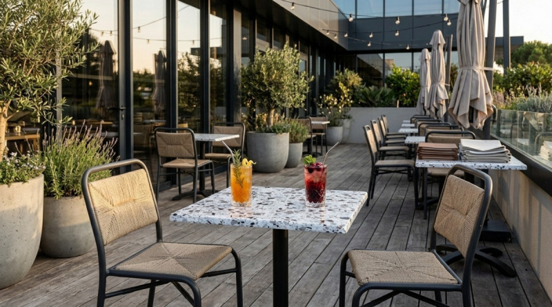 Plateau de table de terrasse carré malaga 60x60x3,2 cm Werzalit Flexmob