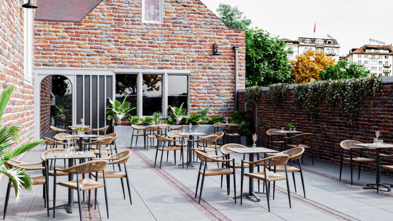 Plateau de table de terrasse carré colorado 65x65x1,2 cm Compact Easy Flexmob