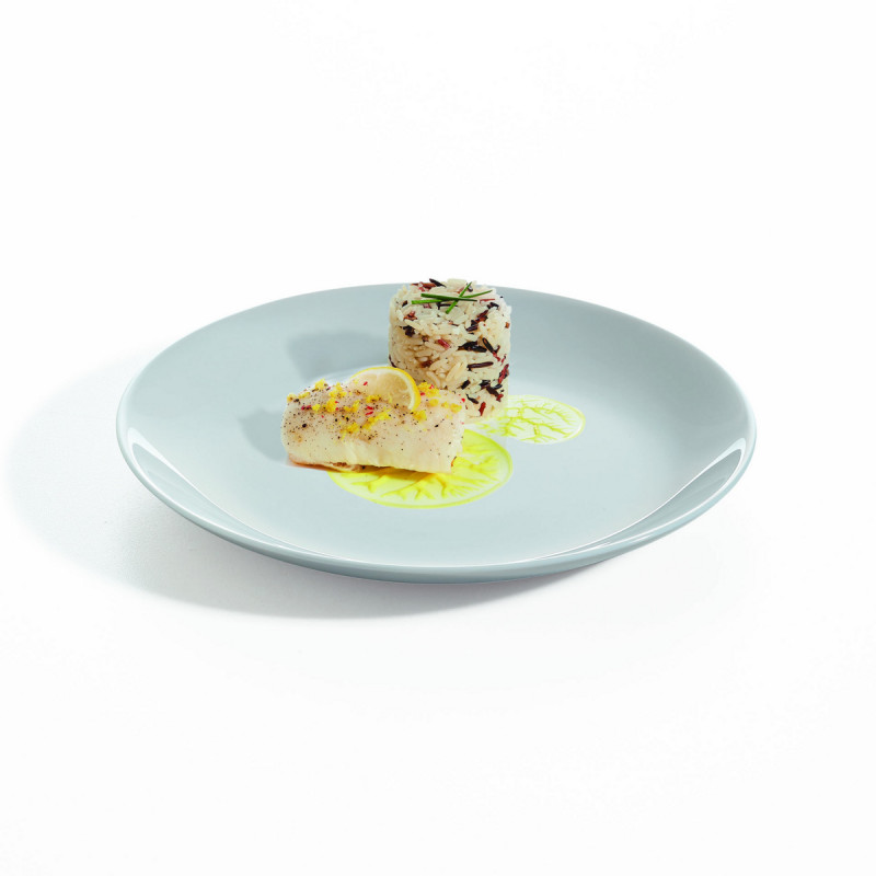 Assiette coupe plate rond gris verre opal Ø 25 cm Diwali Luminarc