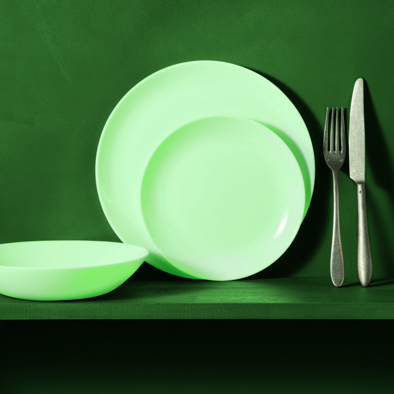 Coupelle rond vert verre opal Ø 12 cm Diwali Luminarc