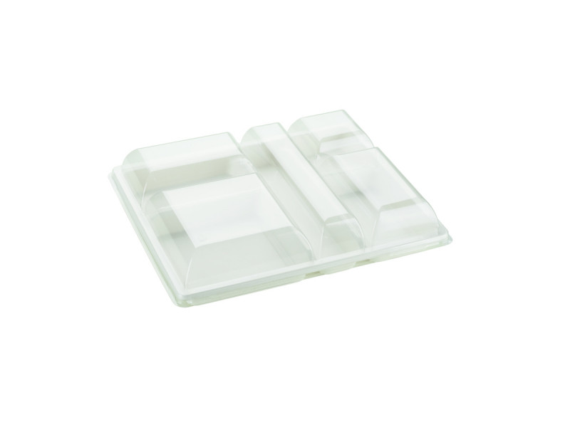 Plateau repas rectangulaire blanc bagasse 32x25,8x3 cm