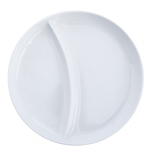 Assiette régithermie 1 séparation courbe rond blanc porcelaine Ø 22,8 cm Vitalia Essentials Collection