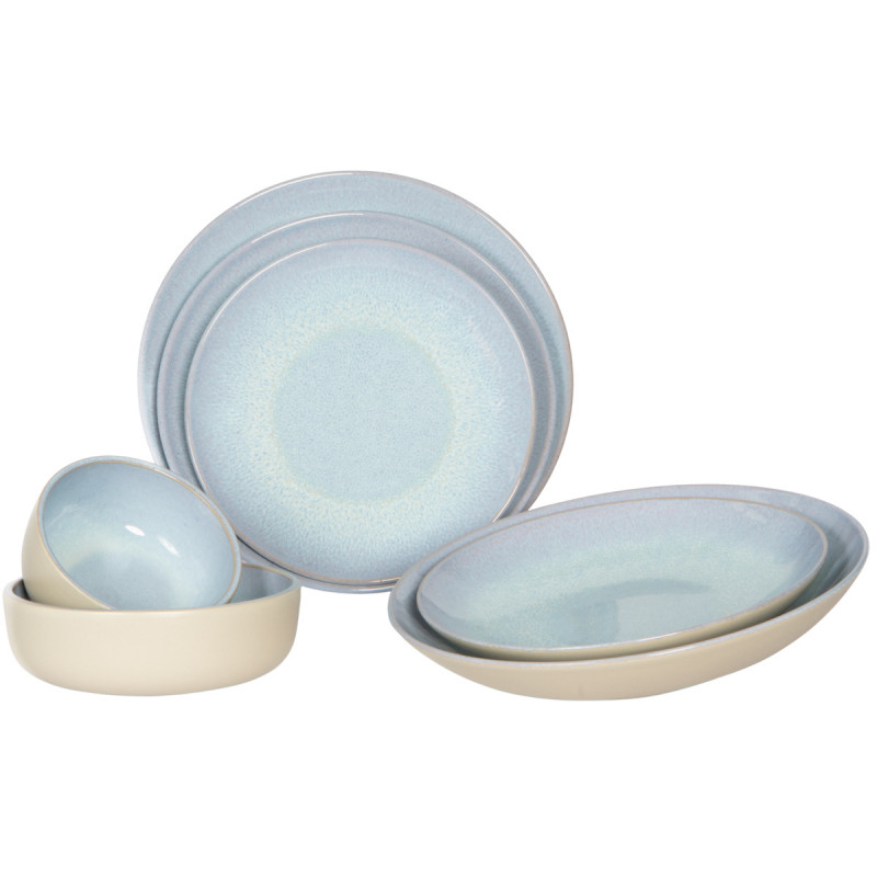 Assiette coupe plate rond bleu porcelaine Ø 24 cm Azure Accolade
