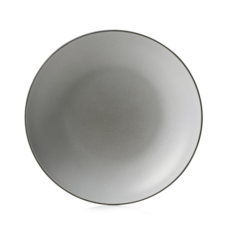 Assiette à bord droit rond gris porcelaine culinaire Ø 19 cm Equinoxe Revol