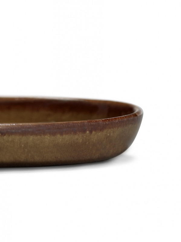 Sous tasse ovale ocre grès émaillé 13 cm Out Of Lines Serax