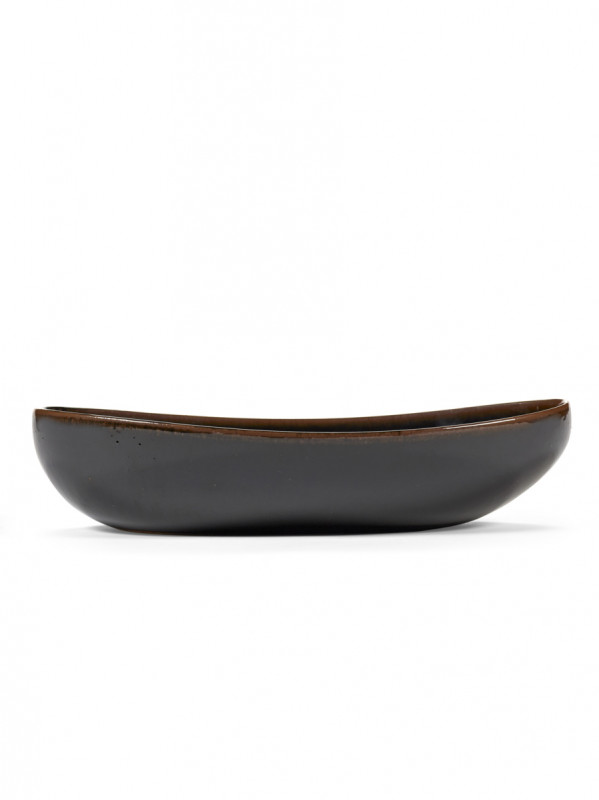 Bol ovale Brown grès émaillé 36 cm Out Of Lines Serax