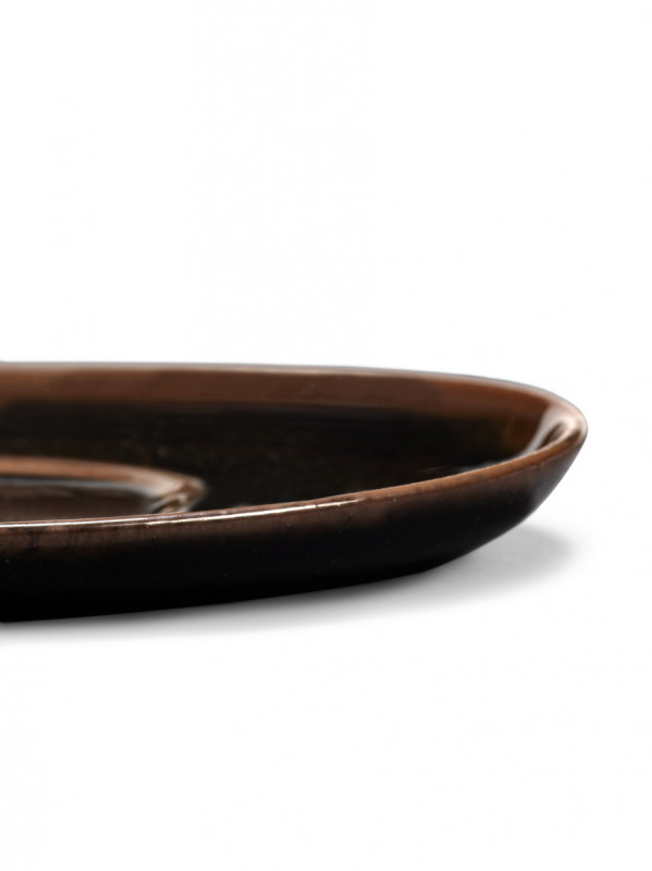 Sous-tasse à café ovale Brown grès émaillé 15 cm Out Of Lines Serax