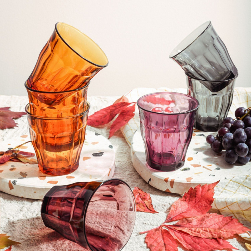 Lot de 4 gobelets forme basse multicolore verre trempé 25 cl Picardie Duralex (4 pièces)