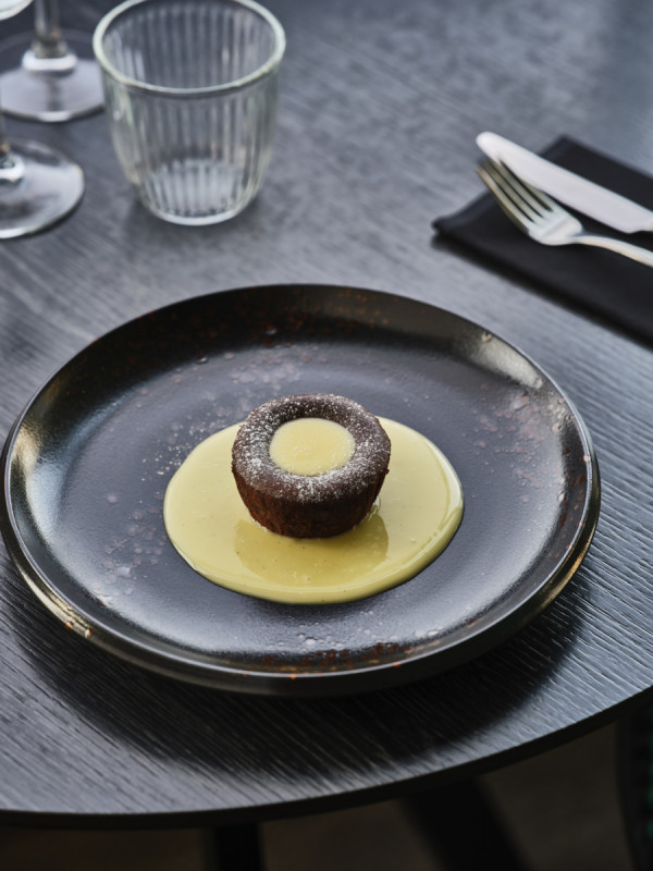 Assiette plate rond noir porcelaine Ø 20 cm Etna Proof