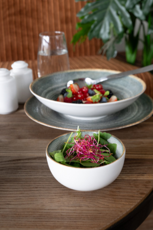 Assiette coupe creuse rond gris anthracite porcelaine Ø 21,5 cm Terra Pro.mundi