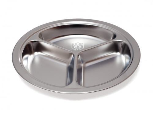 Assiette à 3 compartiments rond argent inox Ø 24 cm Inox Plastorex