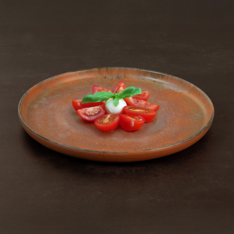 Assiette plate rond orange grès émaillé Ø 28 cm 28x28 cm Planet Medard De Noblat