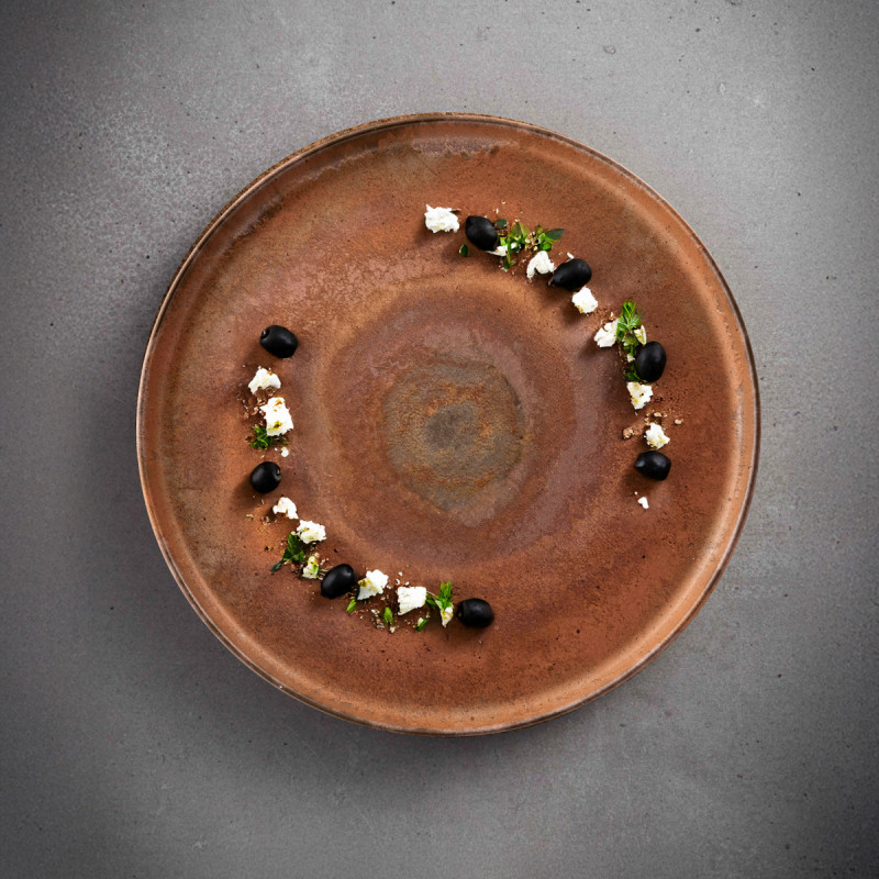 Assiette à dessert rond orange grès émaillé Ø 22 cm 22x22 cm Planet Medard De Noblat