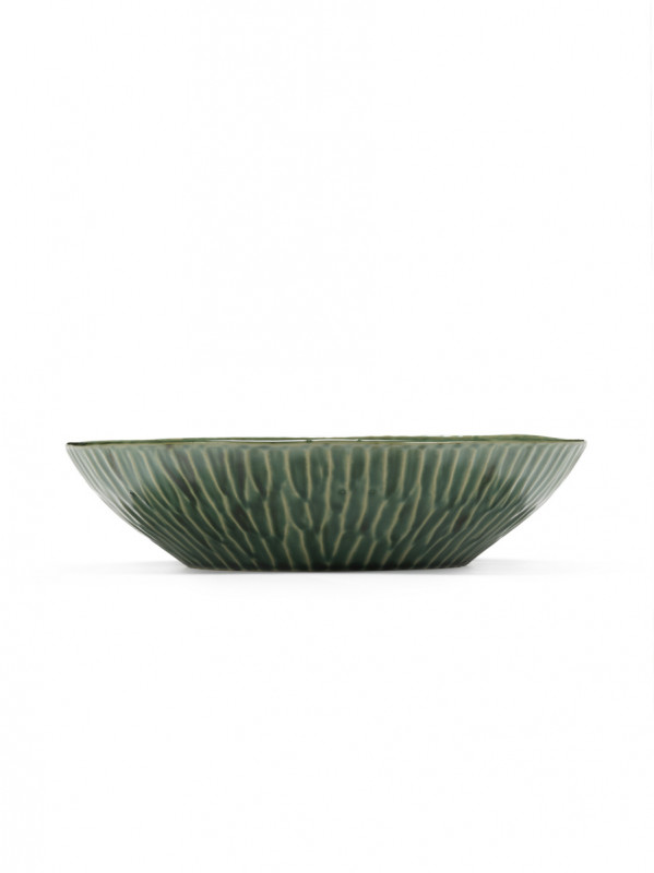 Plat de présentation rond vert grès émaillé 26 cm Ø 26 cm Verde Lanza Serax