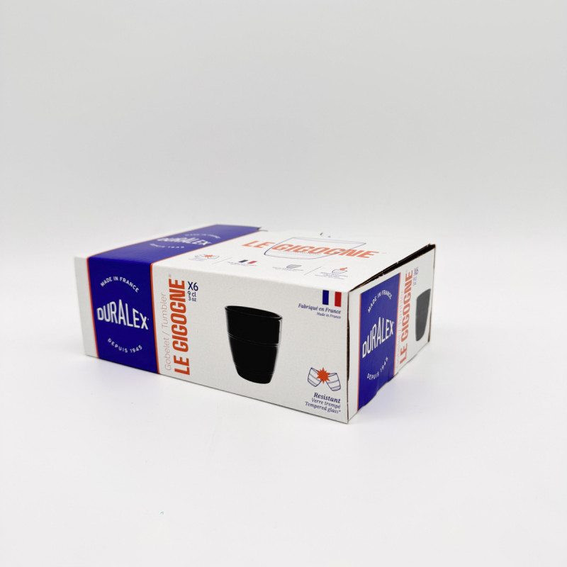 Gobelet rond noir verre trempé 9 cl Gigogne Duralex