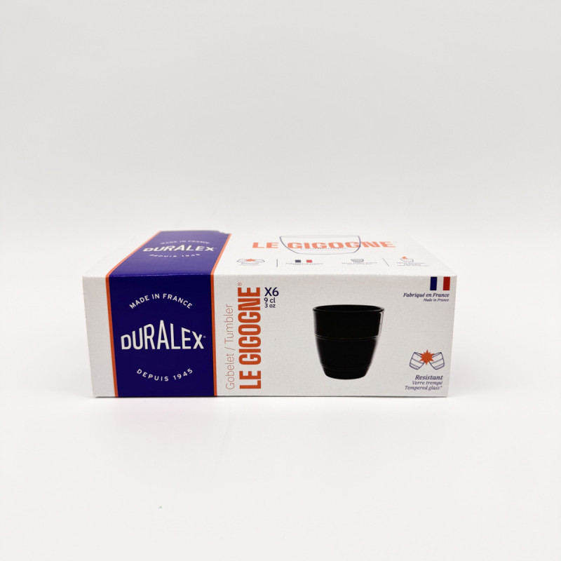 Gobelet rond noir verre trempé 9 cl Gigogne Duralex