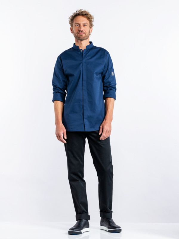 Veste de cuisine manches longues bleu marine XL Sabor Chaud Devant