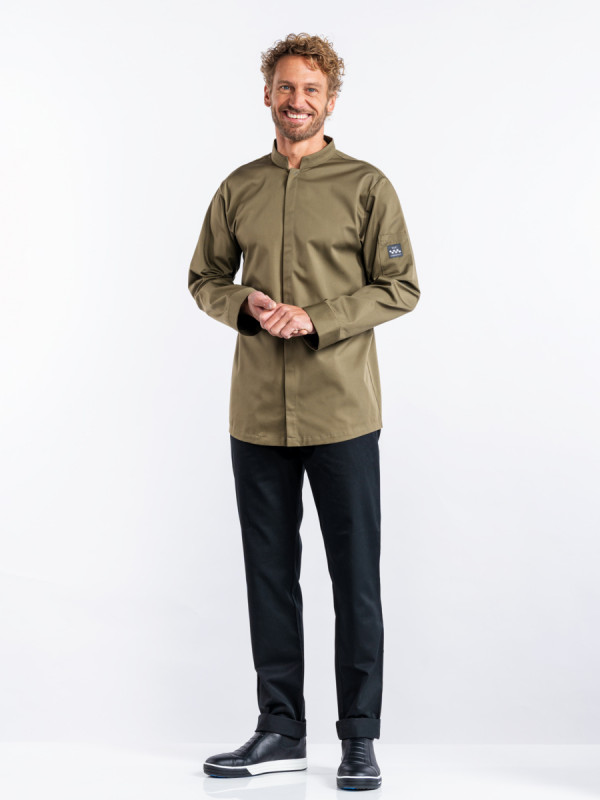 Veste de cuisine manches longues olive L Sabor Chaud Devant