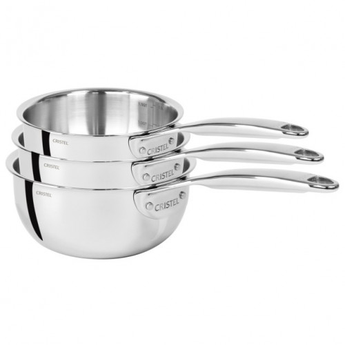 SERIE DE 3 CASSEROLES 16 A 20 CM CASTEL PRO® 5 PLY POIGNEE FIXE